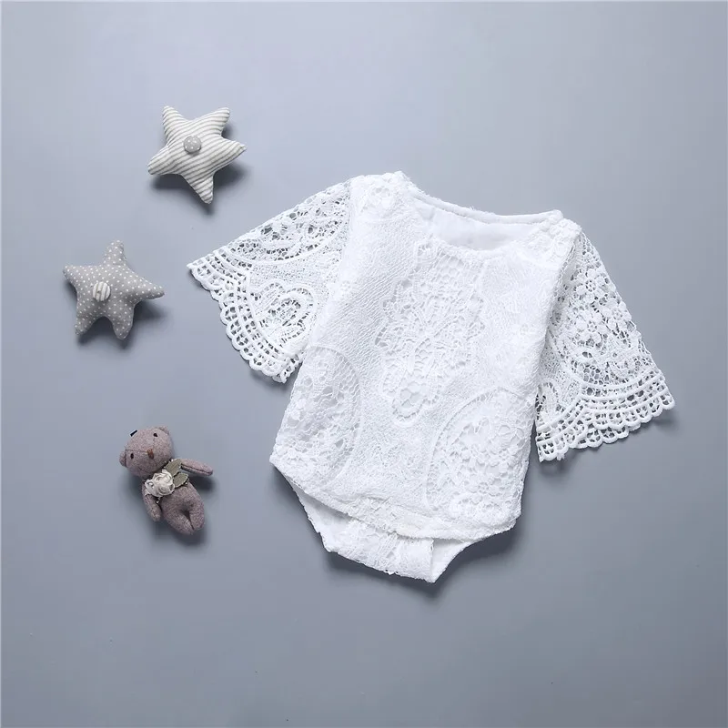 Детский кружевной комбинезон с оборками на рукавах|romper ruffled|infant baby girl romperinfant clothes |