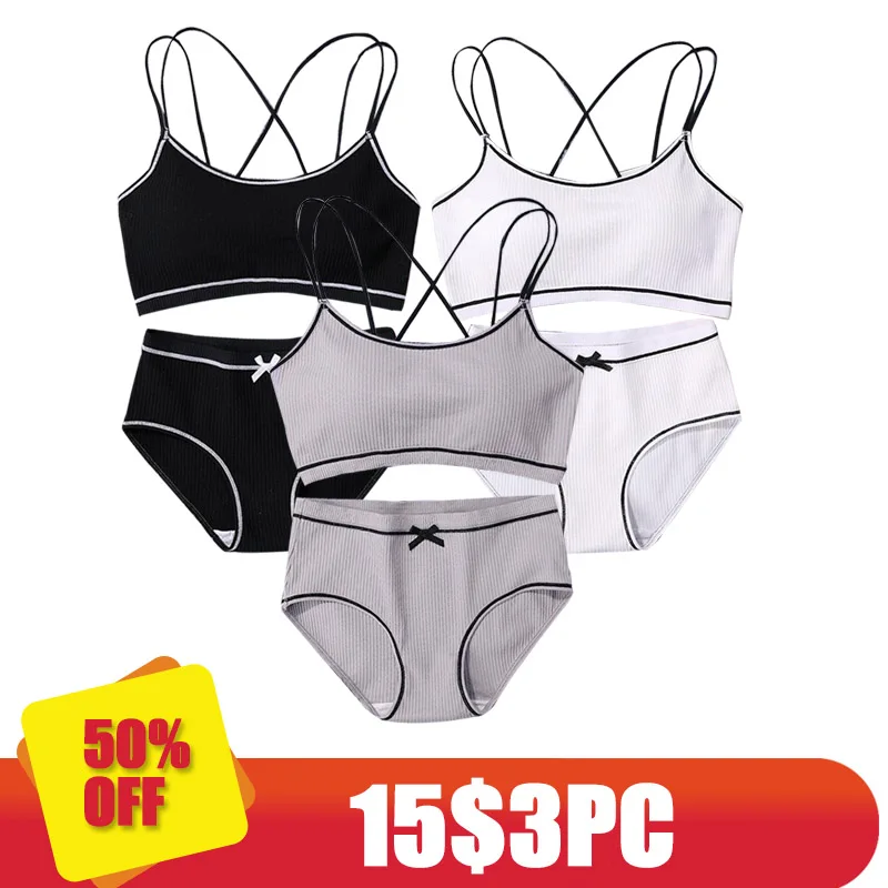 Image color Комплект из 3 предметов, женское нижнее белье, серое хлопковое нижнее белье, комплект из бюстгальтера и трусиков высшего качества, бюстгальтер пуш-ап, бюстгальтер, женское нижнее белье - Цвет: Image color