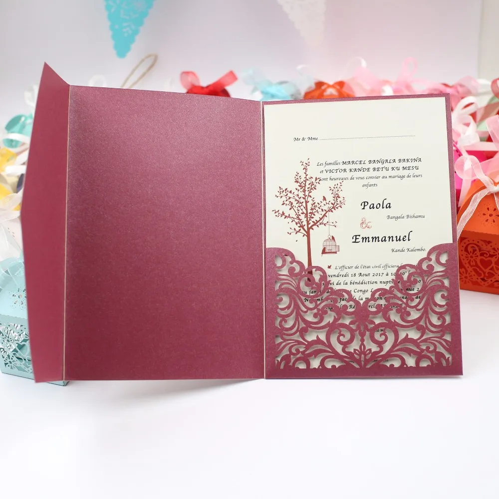 Новинка 2017 стильный китайский красный конверт бордовый три сложения лазерная