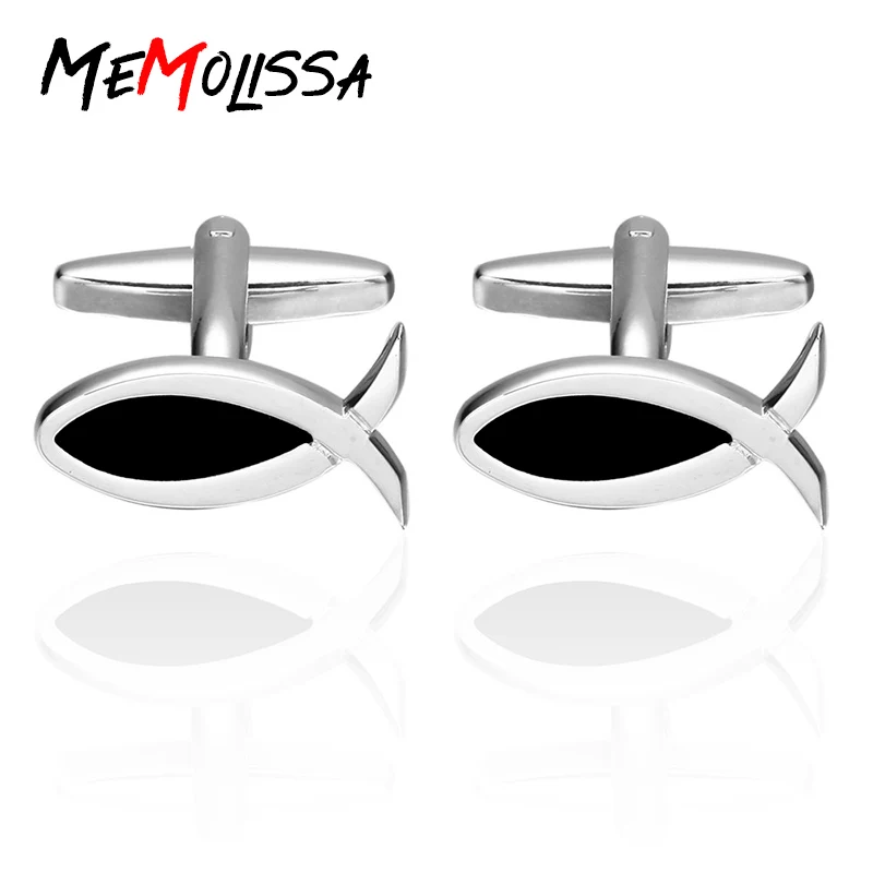Memolissa Luxury бренд черной рыбы манжетные запонки для рубашки мужской подарок
