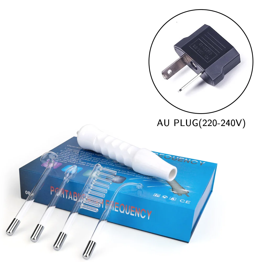 AU plug Портативный Высокочастотный аппарат для лица, прибор для удаления акне, портативный прибор для ухода за кожей лица, спа-прибор для красоты с коробкой - Цвет: AU plug