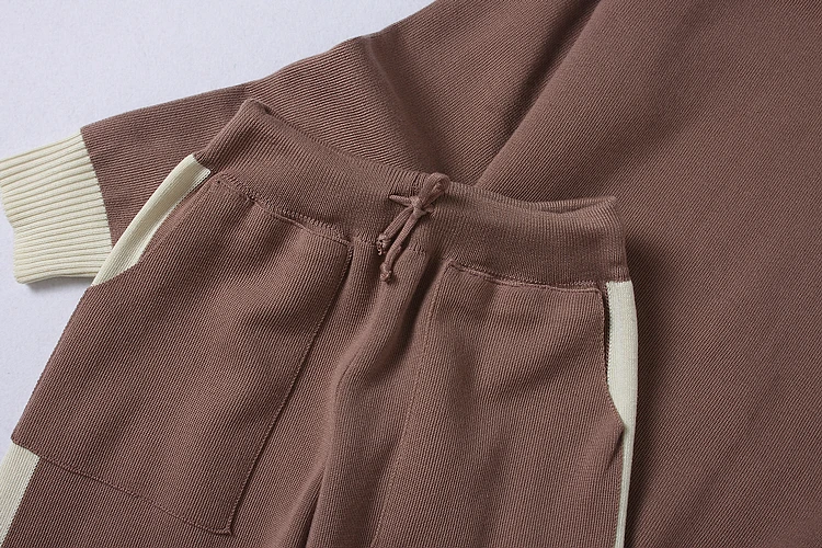 ALPHALMODA осенне-зимние женские вязаные штаны и свитер, комплекты одежды из 2 предметов, пуловеры с круглым вырезом, цветные трикотажные комплекты с карманами