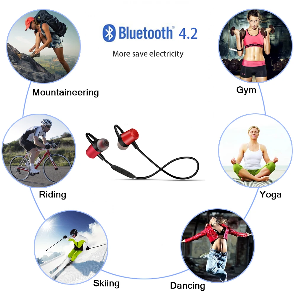 Bluetooth наушники Магнитный Металл Бас Беспроводной спортивные вкладыши динамик