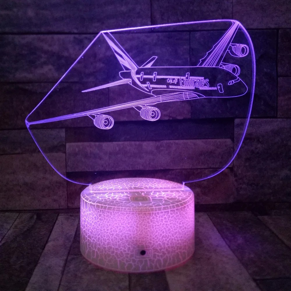 Самолет 3D ночник 7 видов цветов Изменение LED JET настольная лампа художественная