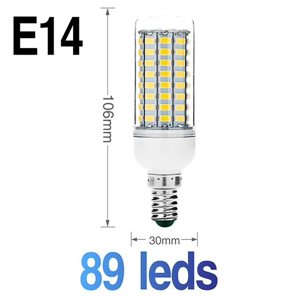 E14 89leds Светодиодный лампы E27 E14 30 36 56 72 89 светодиодный s светодиодный кукурузный светильник 220V SMD5730 лампада энергосберегающий Светодиодный точечный светильник для Гостиная люстра - Испускаемый цвет: E14 89leds