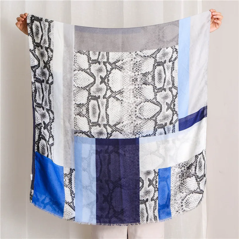 2019 Леопардовый полосатый лоскутный вискозный хиджаб с бахромой шарф макси шарфы