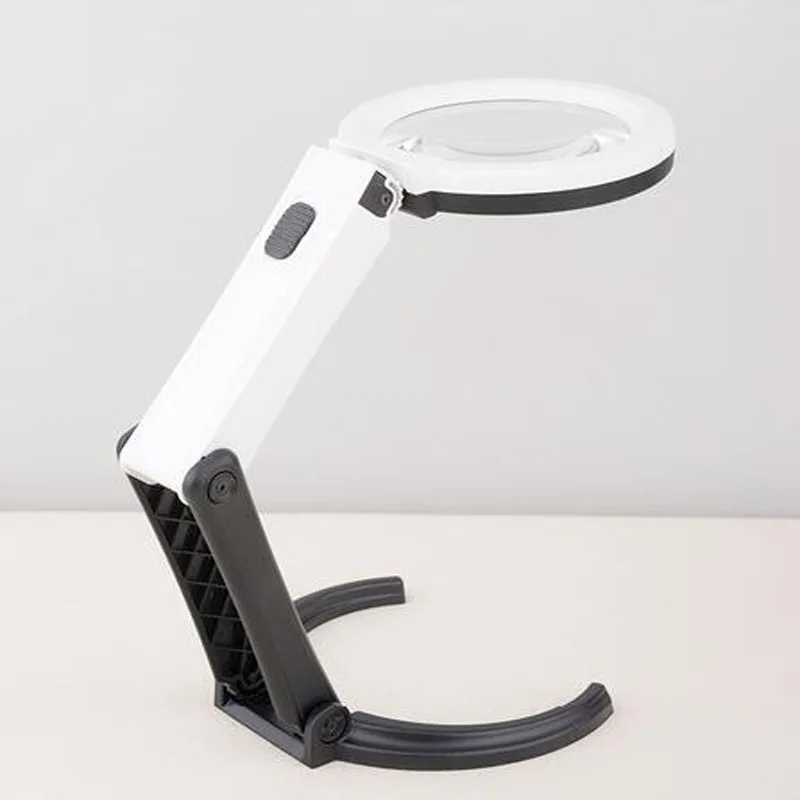 5X 1.8X Hands Free Светодиодная настольная Лупа с подставкой 12 светодиодных ламп