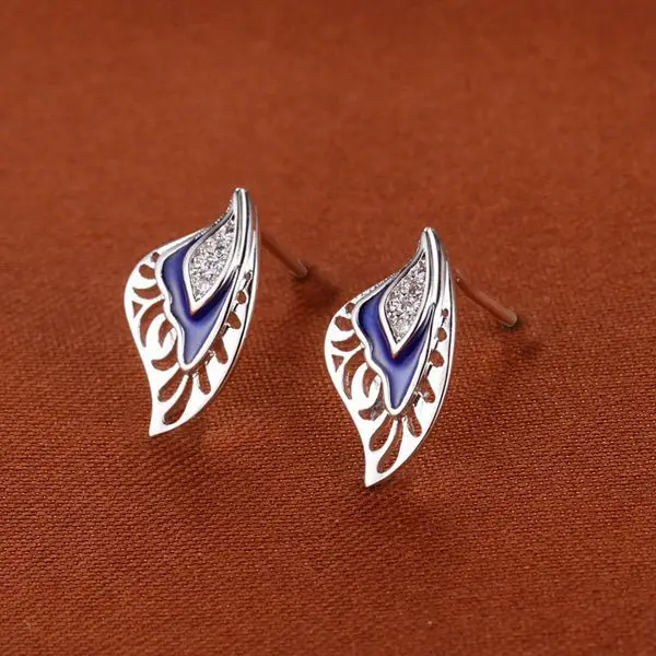 earrings necklace Rhodium plated set 925 Sterling Silver Earrings Necklace NEW crystal leaf silver | Украшения и аксессуары