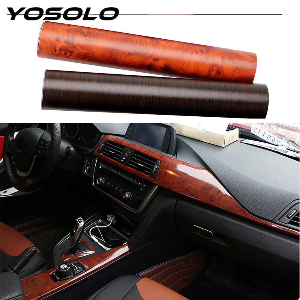 YOSOLO ПВХ 3D Автомобильные наклейки для интерьера, пленка для обертывания автомобиля, защитные наклейки с текстурой под дерево, украшение для стайлинга автомобиля 30*100 см