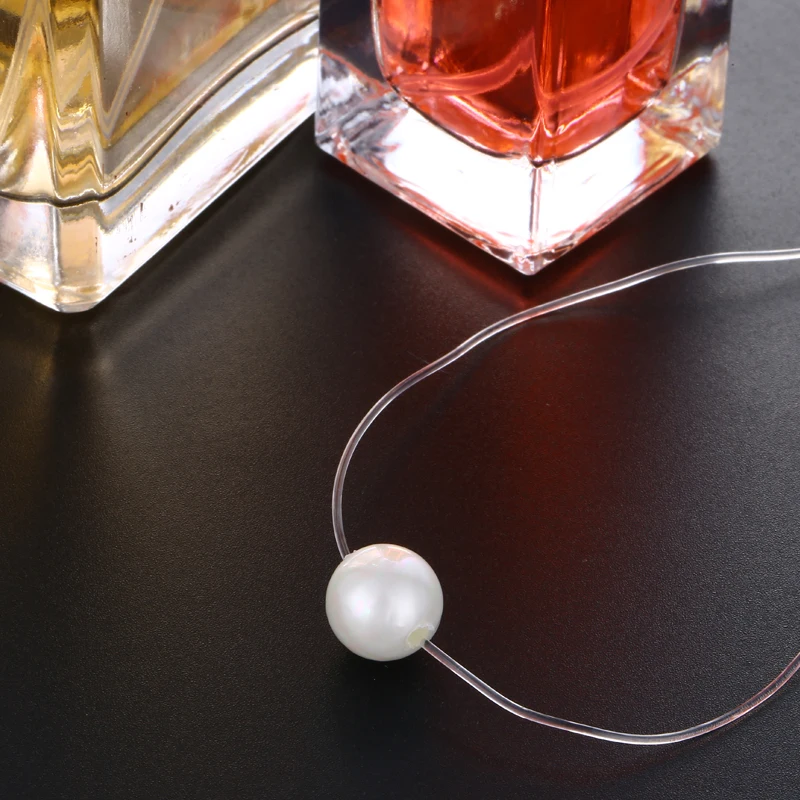 

FYM Fashion White Color Round Shape Necklace & Pendant Summer Boho Transparent Line Fish Line Wedding Necklaces For Women Party