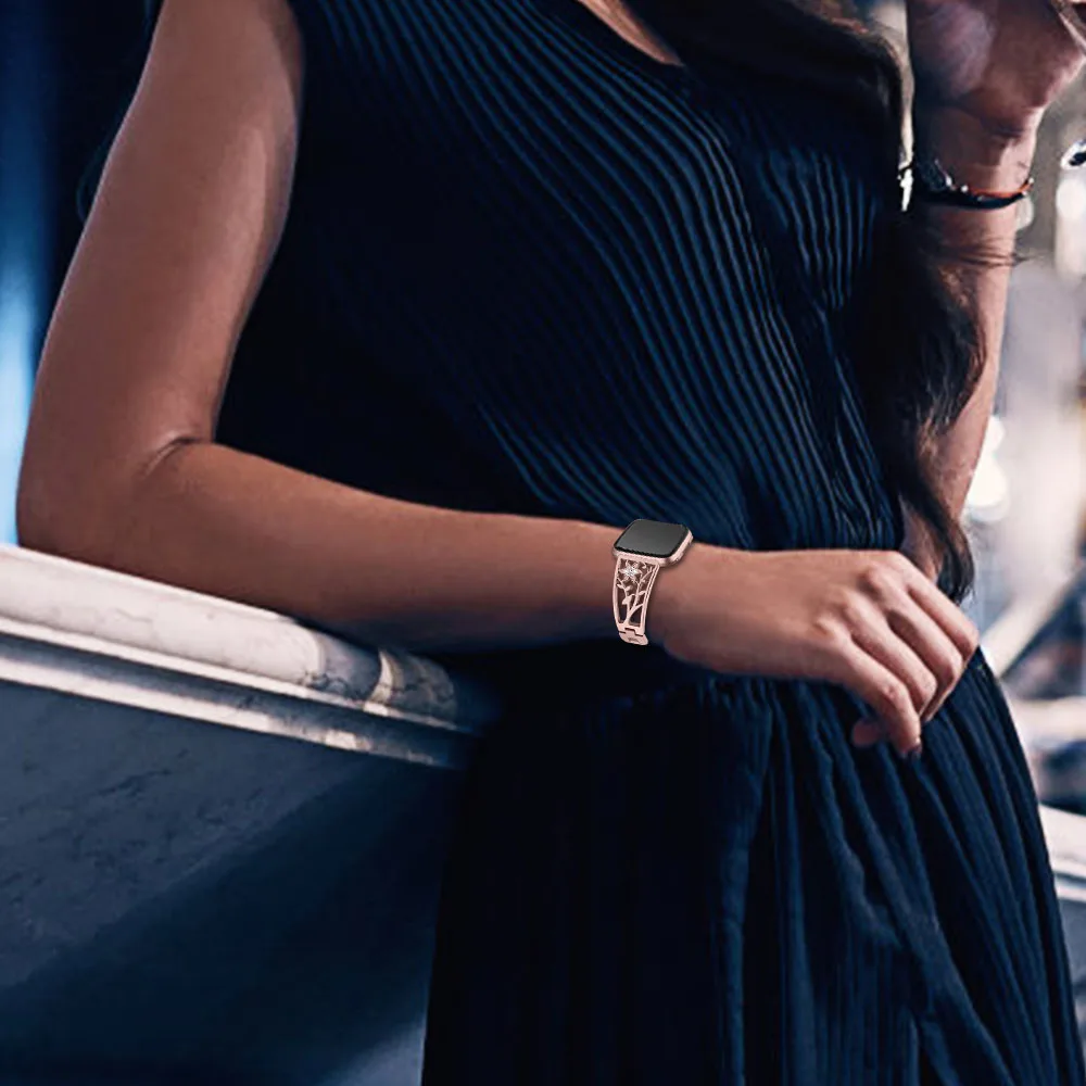 Ремешок для Fitbit Versa браслет из нержавеющей стали на запястье бриллиантовый