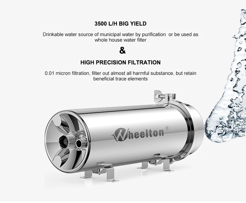 Wheelton PVDF UF очиститель воды весь дом ultration фильтр для воды 0,01 мкм фильтры 3500л/ч SUS304 питьевая вода(база на municip