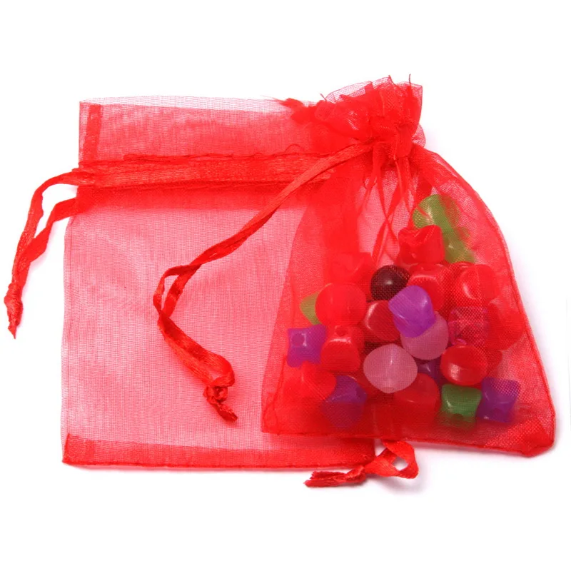 7-23cm Mix Size 16colors 10pcs/lot Small Organza Bags Favor Wedding Christmas Gift Bag Jewelry Packaging Bags & Pouches images - 6