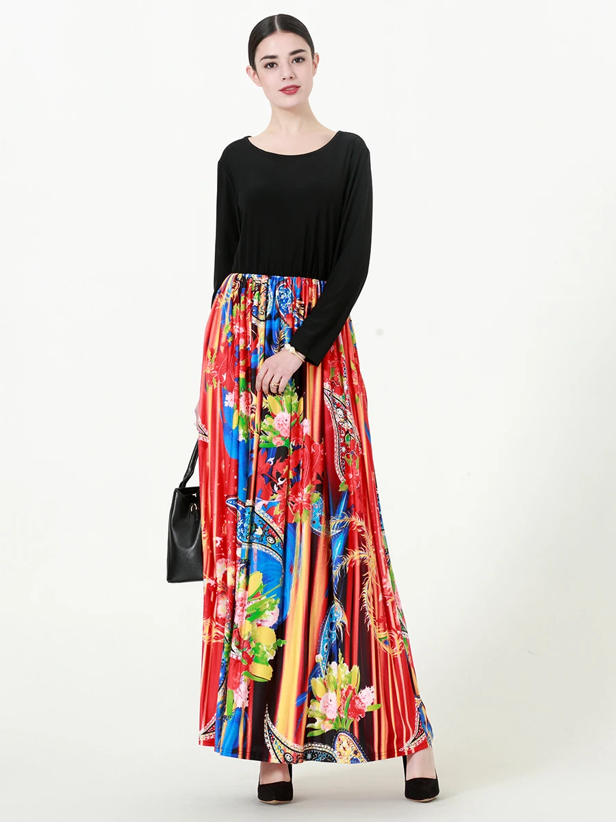 

Malaysia Abaya Dresses Long Sleeves V-neck Black Sexy Lace Casual Dress Muslim Ladies Clothing