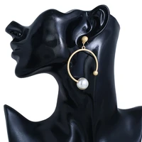 2019 new fashion earrings ladies earrings gold geometric shape alloy pearl earrings pendant jewelry