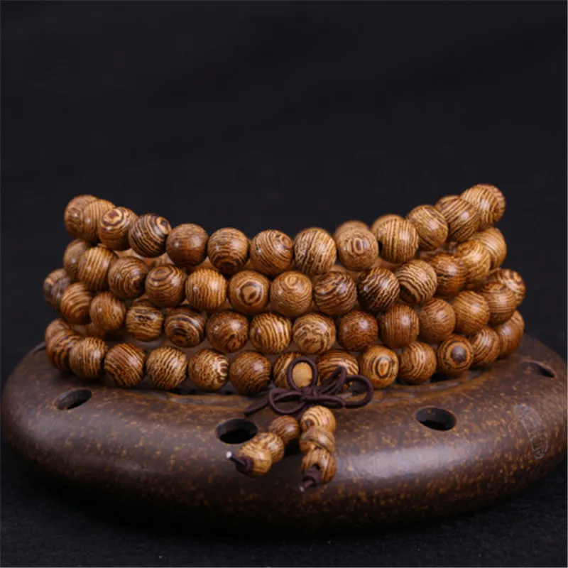 

108 Wooden Beaded Bracelet Men Wenge Prayer Beads Tibetan Buddhist Mala Rosary Bracelets For Women Wood Pulsera Hombre Jewelry