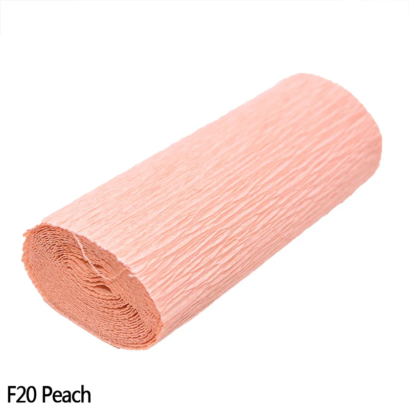 F20 Peach 250cm*10/15/25/50 cm Crinkled Crepe Paper Gifts Flower Wrapping Wedding Festive Party Decoration DIY Fold Scrapbooking Crafts - Color: F20 Peach