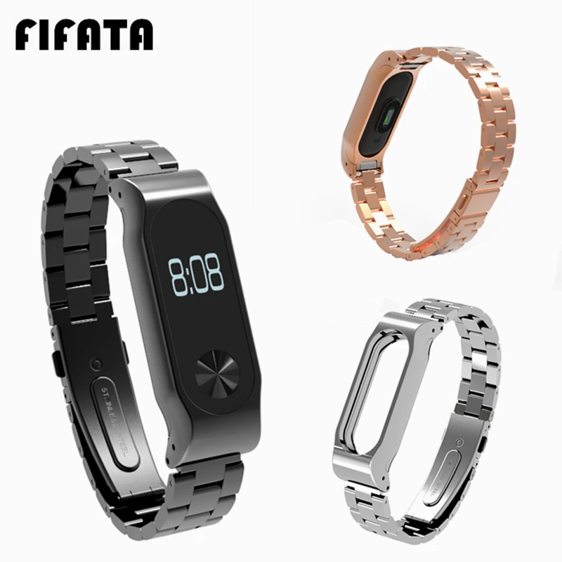 FIFATA для Xiaomi Mi Band 2 металлический ремешок браслет из нержавеющей стали Miband сменный