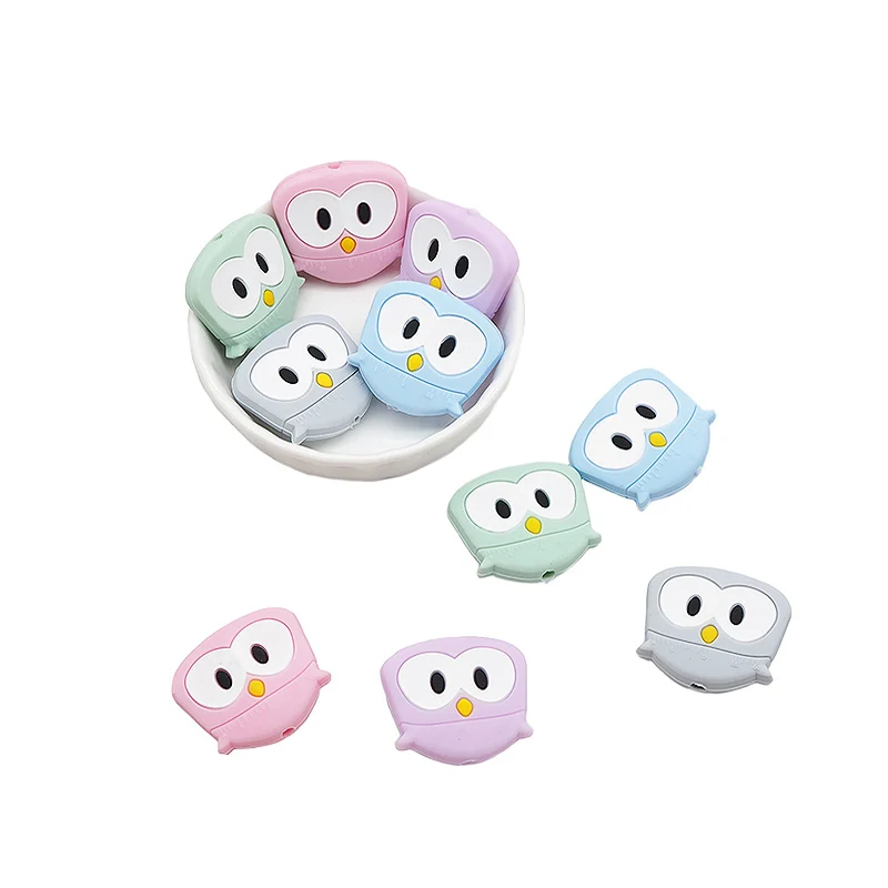 

Chenkai 50PCS Owl Silicone Beads Baby Teething DIY Pacifier Clip Chain Mini Bird BPA Free Food Grade Silicone Baby Teether