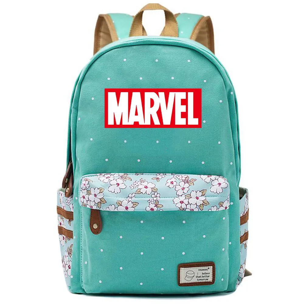 Kawaii Marvel письмо Мстители цветы в горошек для мальчиков и девочек школьная сумка
