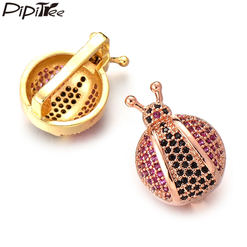 Pipitree черные и розовые кубические циркониевые амулеты DIY насекомое божья коровка
