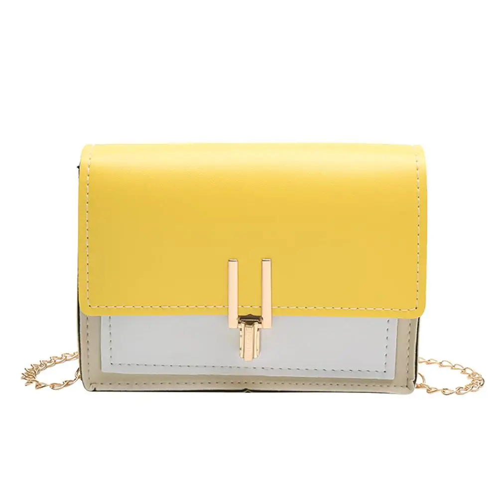 Yellow Women's Small Square Bag All-purpose Single Shoulder Messenger Bags Small PU Candy Color Ladies Hand Bags Bolsa Feminina Torebka - Цвет: Yellow