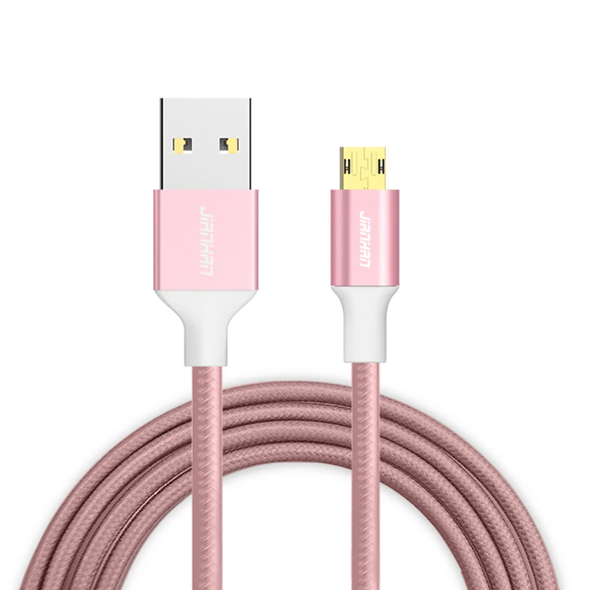 JianHan двусторонний Micro USB кабель 2 м 1 м быстрое зарядное устройство кабель для передачи данных для samsung S6 S7 Xiaomi Мобильный телефон Android кабели телефоны - Цвет: Pink