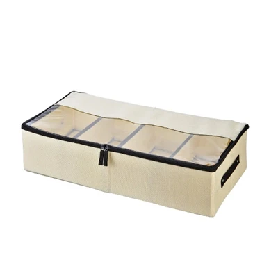 light yellow Домашняя коробка для хранения льняная хлопковая Обувь Одежда Нижнее белье Органайзер четыре решетки сортировочная коробка для шкафа шкаф ящик Органайзер - Цвет: light yellow