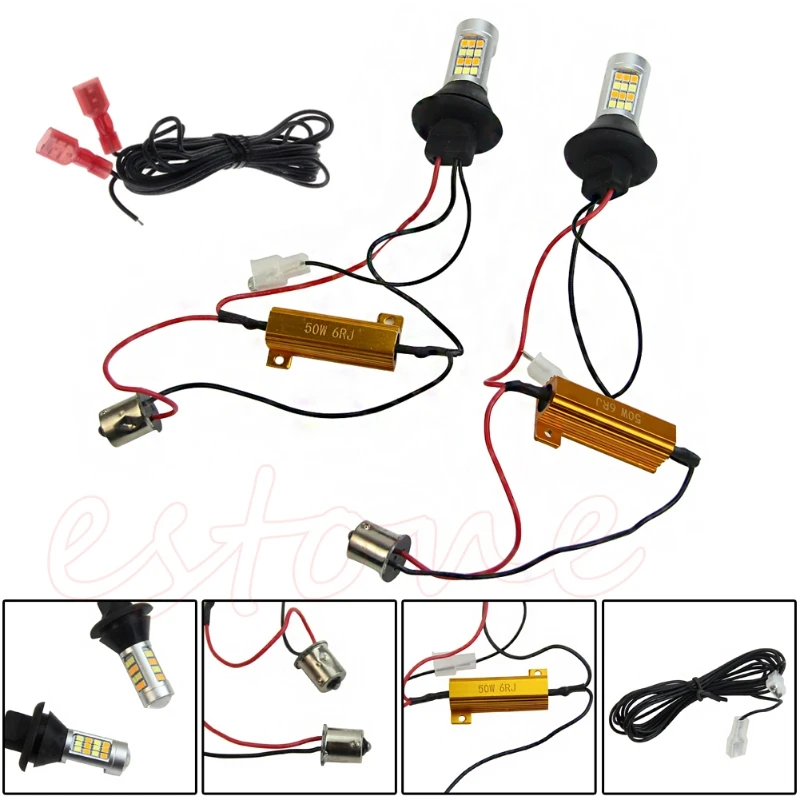 1 пара BAU15S 42 светодиодный 2835 SMD 50 Вт и 2 шт./компл. T20 7440 двухцветный переключаемый