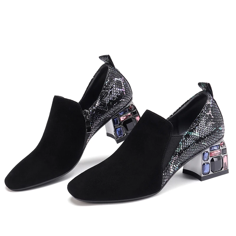 Женские туфли-лодочки из овечьей кожи ISNOM разноцветные туфли на высоком каблуке с