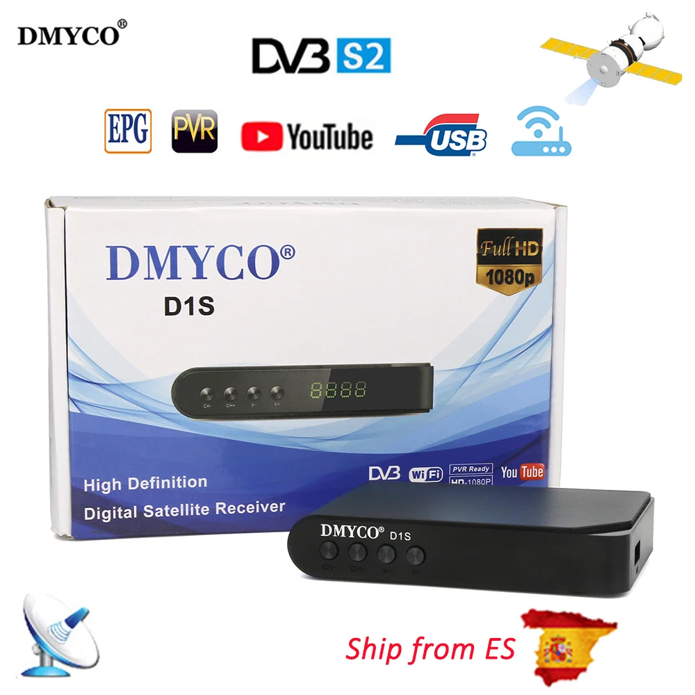 D1S цифра спутниковый телевизионный ресивер DVB S2 полный 1080 p ТВ приемник цифровой
