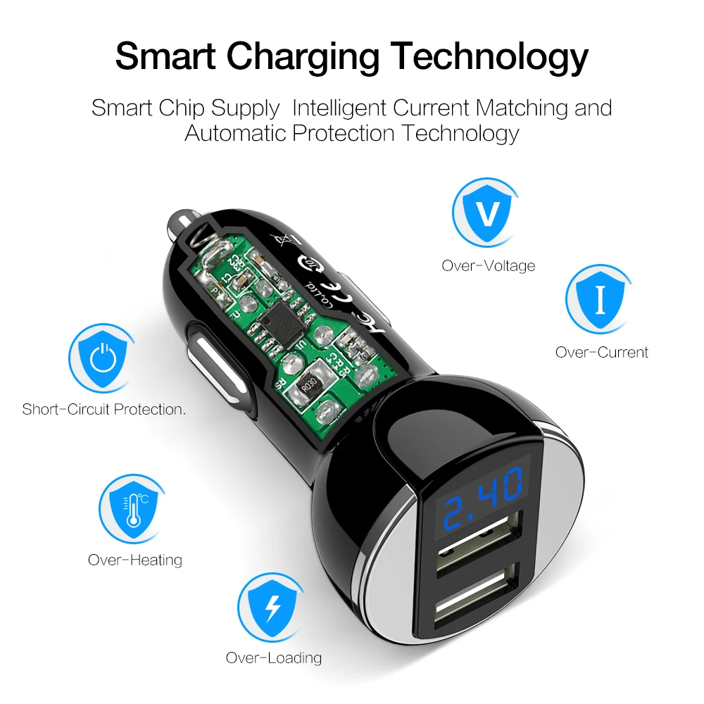 Автомобильное зарядное устройство RAXFLY с двумя usb-портами для iPhone 7 8 Plus X XS Max XR