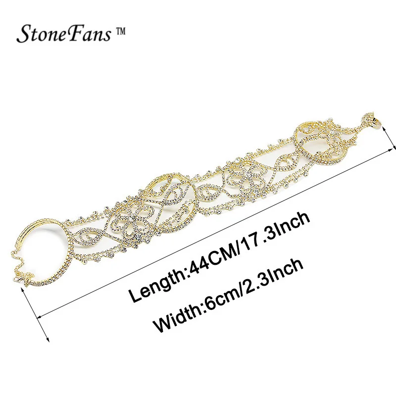 StoneFans, длинные стразы, браслет, кристалл, верх, браслет на руку, браслеты на цепочке, цветок, свадебные браслеты, женские браслеты