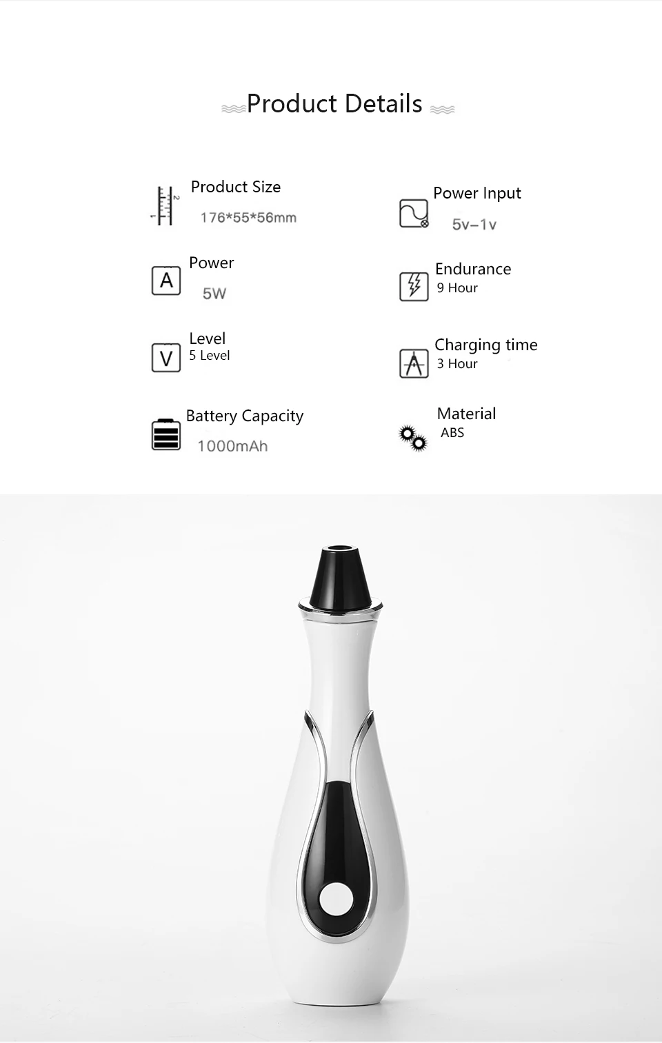 Vase Shape Blackhead Vacuum Suction Noily Pore Vacuum Cleaner Facial Blackhead Acne Removal Tools Photon Rejuvenation Skin
