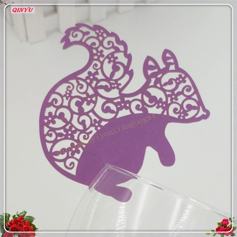 Сделай Сам 100 шт. милая белка стол отметка Место Название карты бокал для вина