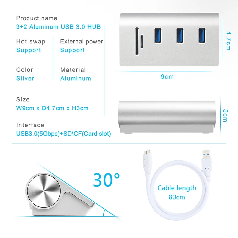 multi usb 3.0 hub 3 port adapter splitter Power Interface SD TF Card Reader for MacBook Air computer laptop pc accessories | Компьютеры и