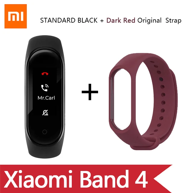 English/Spanish/Russian Xiaomi Mi Band 4 Music Smart Miband 4 Bracelet Heart Rate Fitness 135mAh Color screen Bluetooth 5.0 - Цвет: CN add Red strap