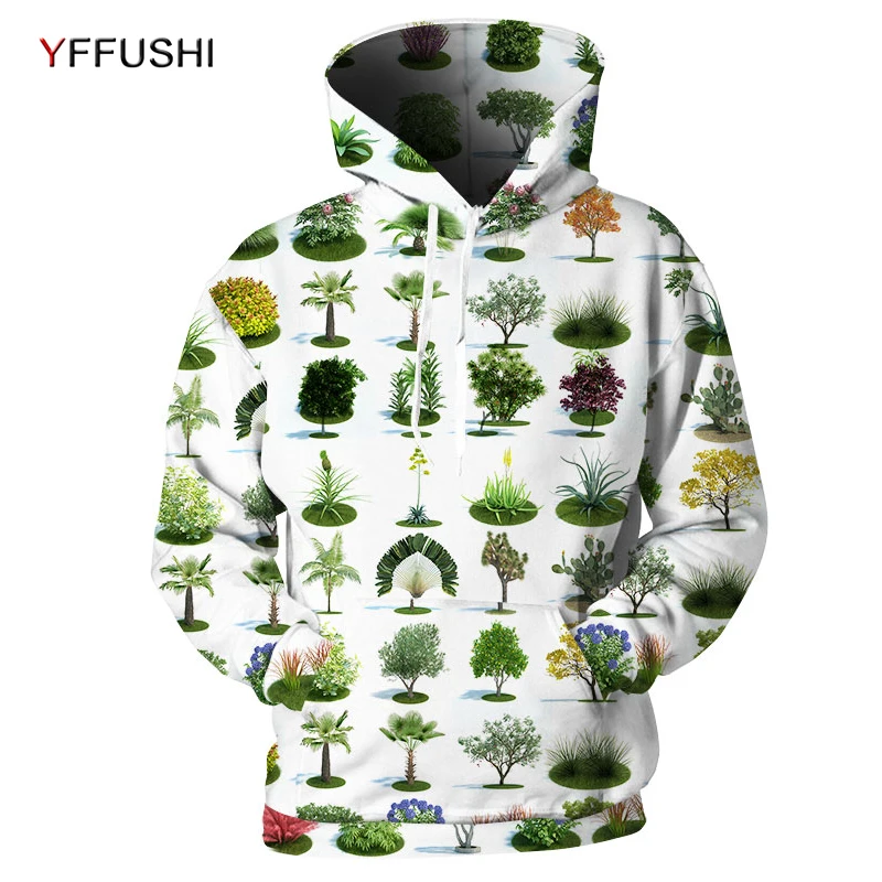YFFUSHI мужская толстовка с капюшоном модные растения печатных 3D пуловер толстовки