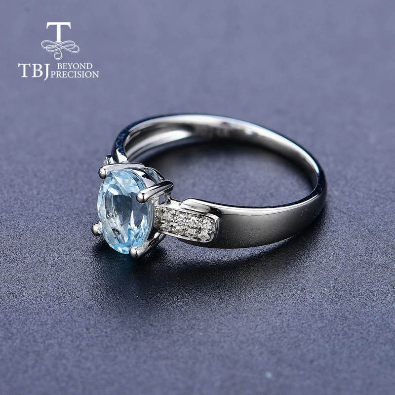 Женское кольцо с аквамарином TBJ ювелирное украшение из 100% природного камня под