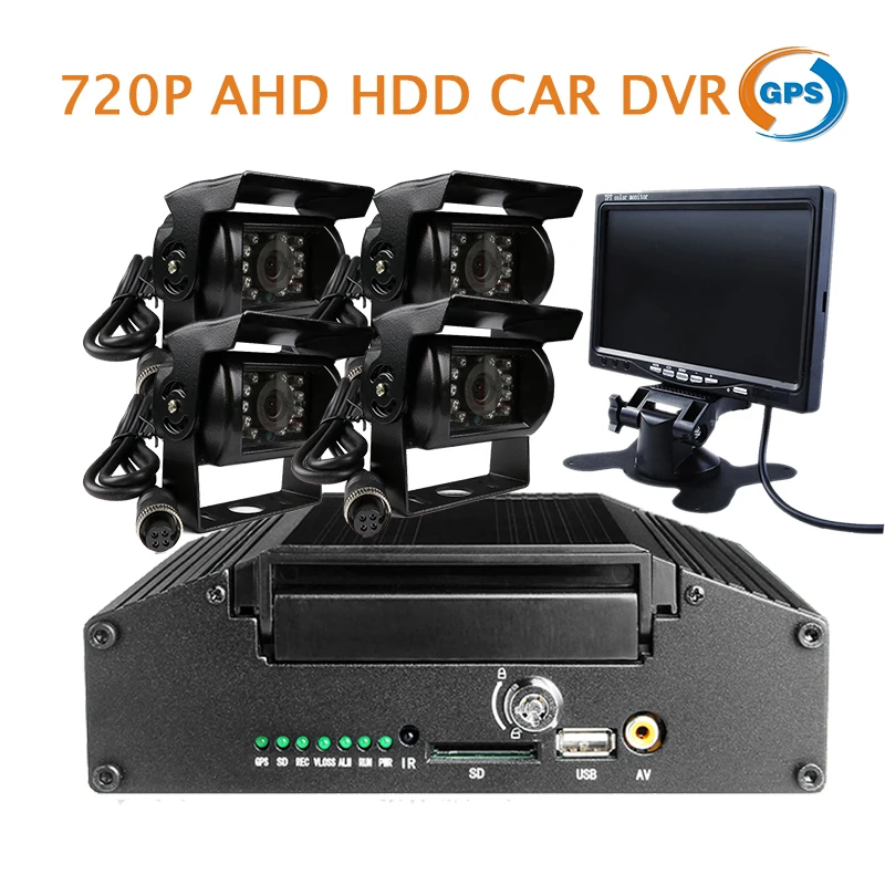 Бесплатные Шипп I/O H.264 HDD 4CH 720 P AHD GPS Автомобильный ВИДЕОРЕГИСТРАТОР Recorder MDVR Задняя