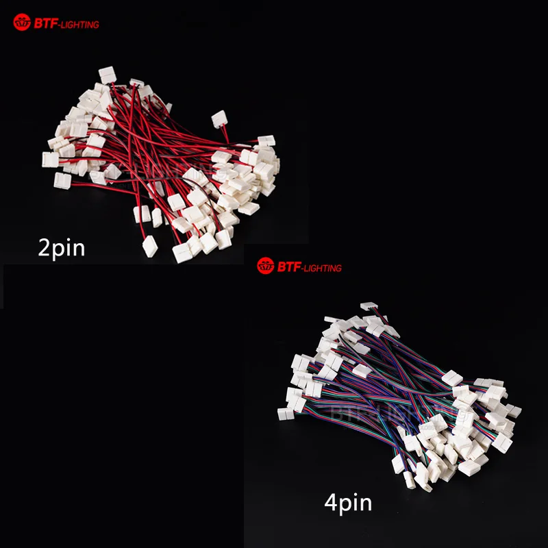 20 шт 2Pin/4Pin 8 мм/10 мм с обеих сторон solderless покрытие светодиодной ленты Разъем для