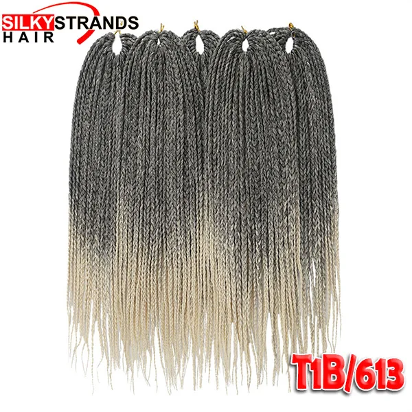 T1B/613 Шелковистые пряди, микро коробка, косички, вязанные волосы для наращивания, Омбре, волокно, синтетические плетеные волосы, объемные, вязанные косички - Цвет: T1B/613