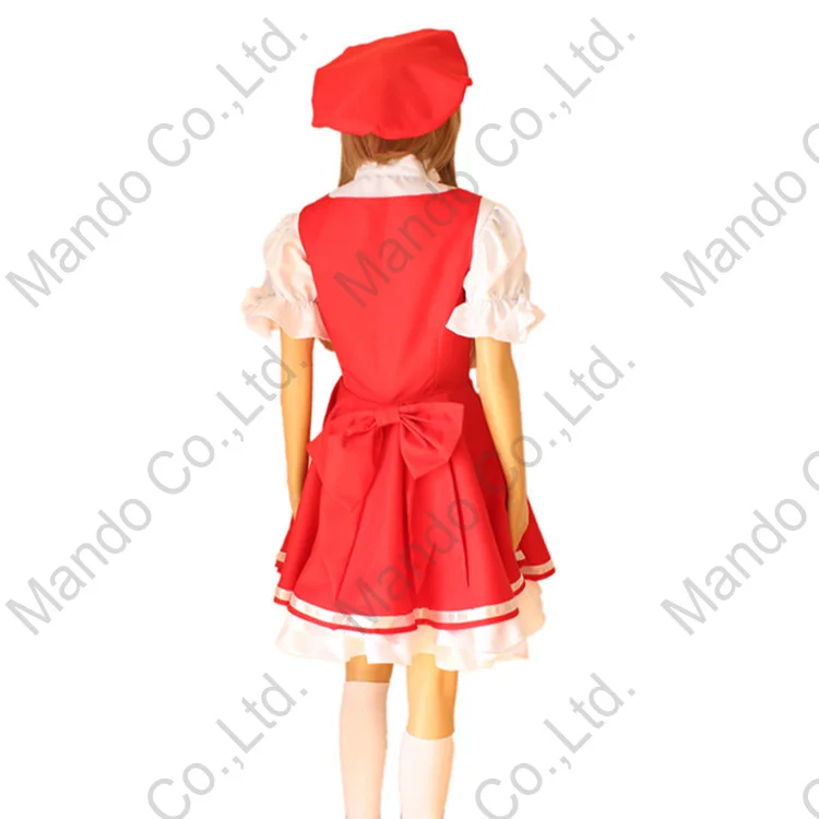 Anime CARDCAPTOR SAKURA KINOMOTO red dress Cosplay Costumes Halloween for women suits + hat bow 4pcs set |