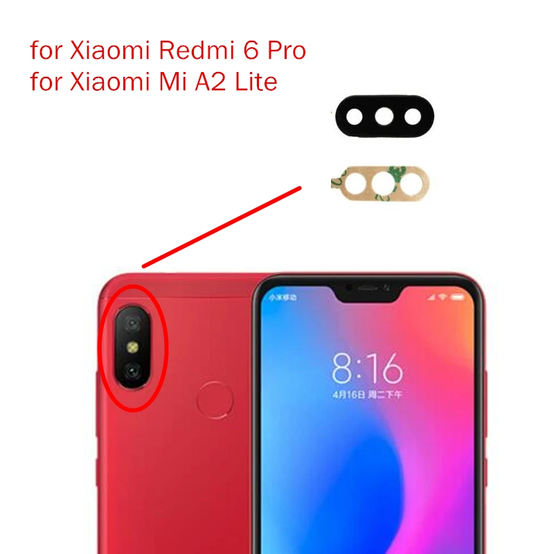 3 шт./лот для задней камеры Xiaomi Mi A2 Lite стеклянный объектив основной с клеем Redmi 6 Pro