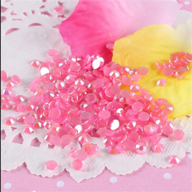 2-7 мм DIY Bling Jelly ярко-розовый цвет AB круглые акриловые Стразы Flatback акриловый камень