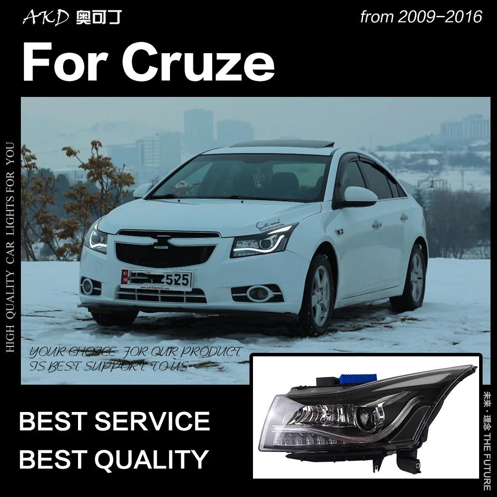 AKD автомобильный Стайлинг Головной фонарь для Chevrolet Cruze светодиодный налобный фонарь 2009- Audi-Design светодиодный DRL Hid Bi Xenon автомобильные аксессуары