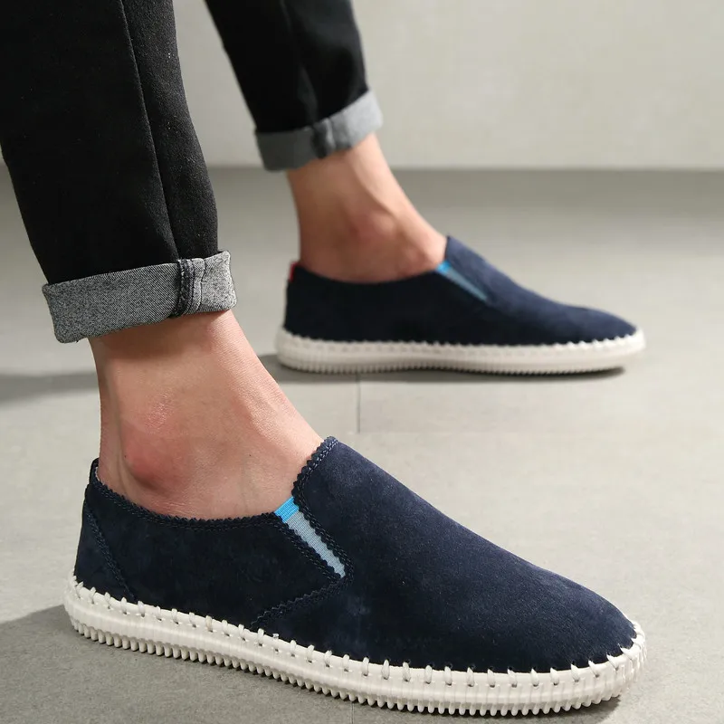 

Natural Suede Men Shoes Casual Handmade Moccasins Men Loafers Slip On