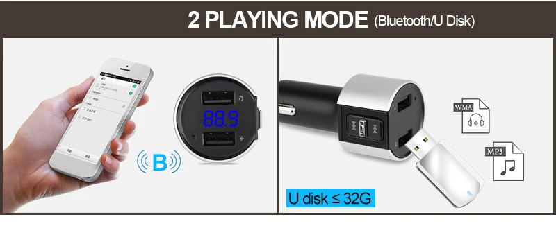 Беспроводной fm-передатчик громкой связи Bluetooth Автомобильный fm-модулятор Aux Mp3 плеер Радио адаптер fm-передатчик USB зарядное устройство автомобильный комплект