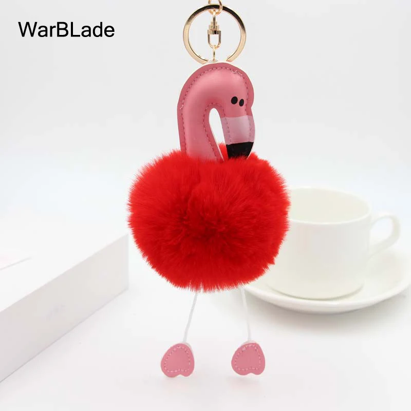 20 цветов милый брелок с помпоном фламинго пушистый шарик из искусственного