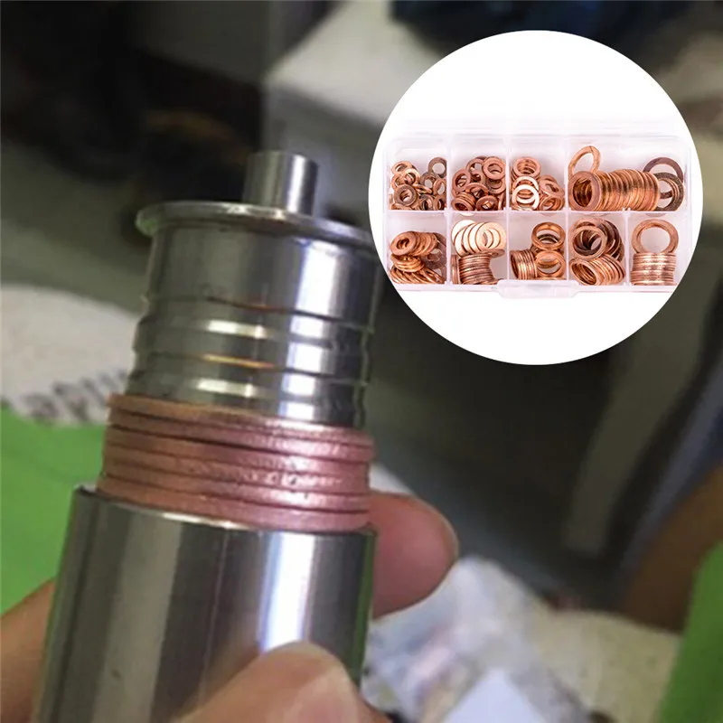 

200pcs/lot M5-M14 Solid Copper Washers Automotive Service Set Oil Seal Spacer Car Repair Tools Auto Accessories